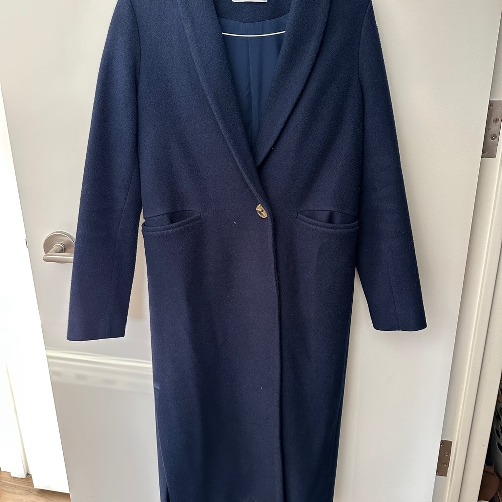 Oak + Fort Navy Blue Long Coat